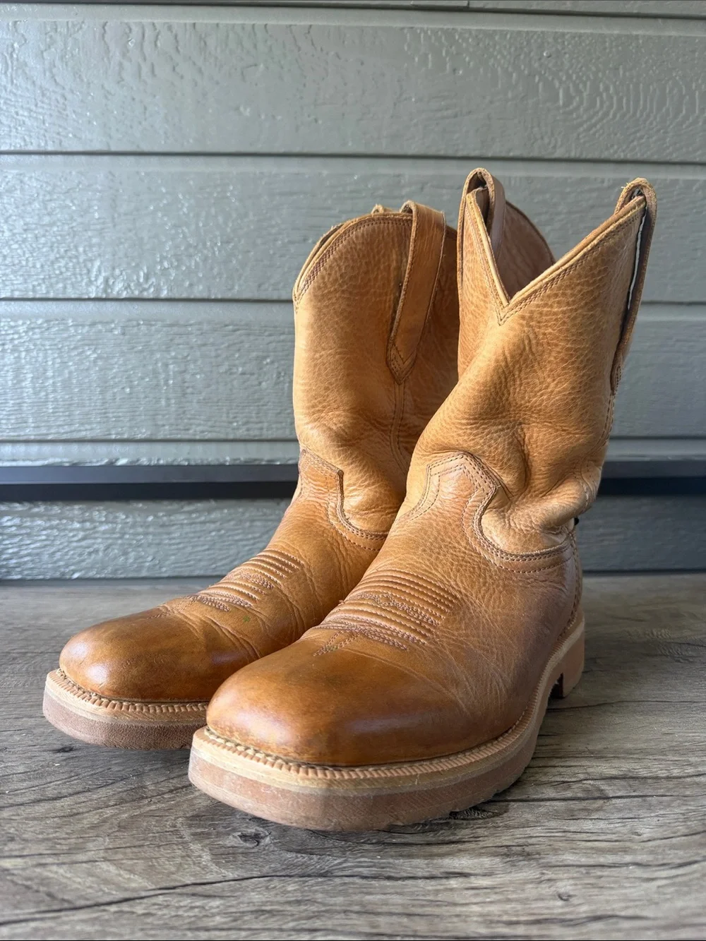Tecovas Men’s The Rugged Square Toe Western Tan Leather Work Boots size 9D